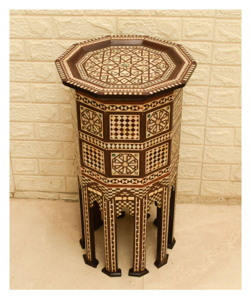 Octagonal Inlay Side Table 27 in