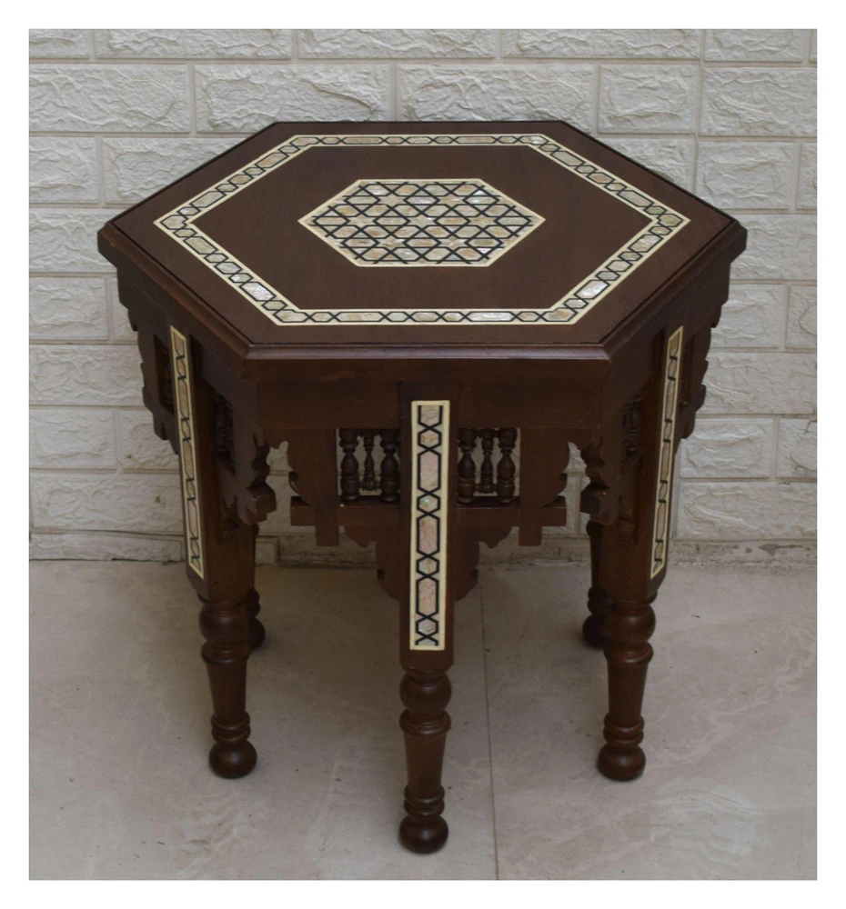 Moroccan Inlay Side Table 22 × 20 in
