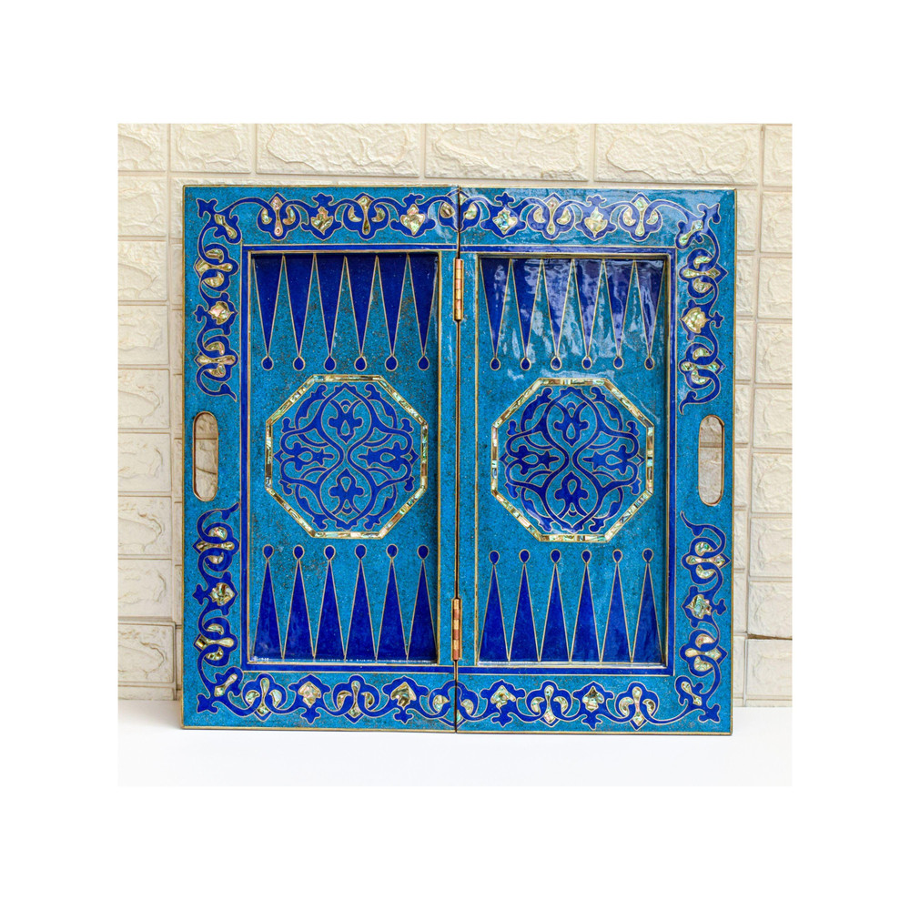 Backgammon and Chess Set with Mother of Pearl Inlay 25 in
