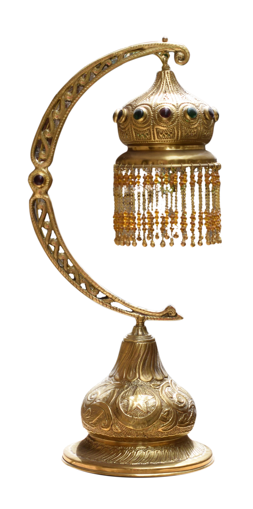 Half moon Beaded Brass Table Lamp