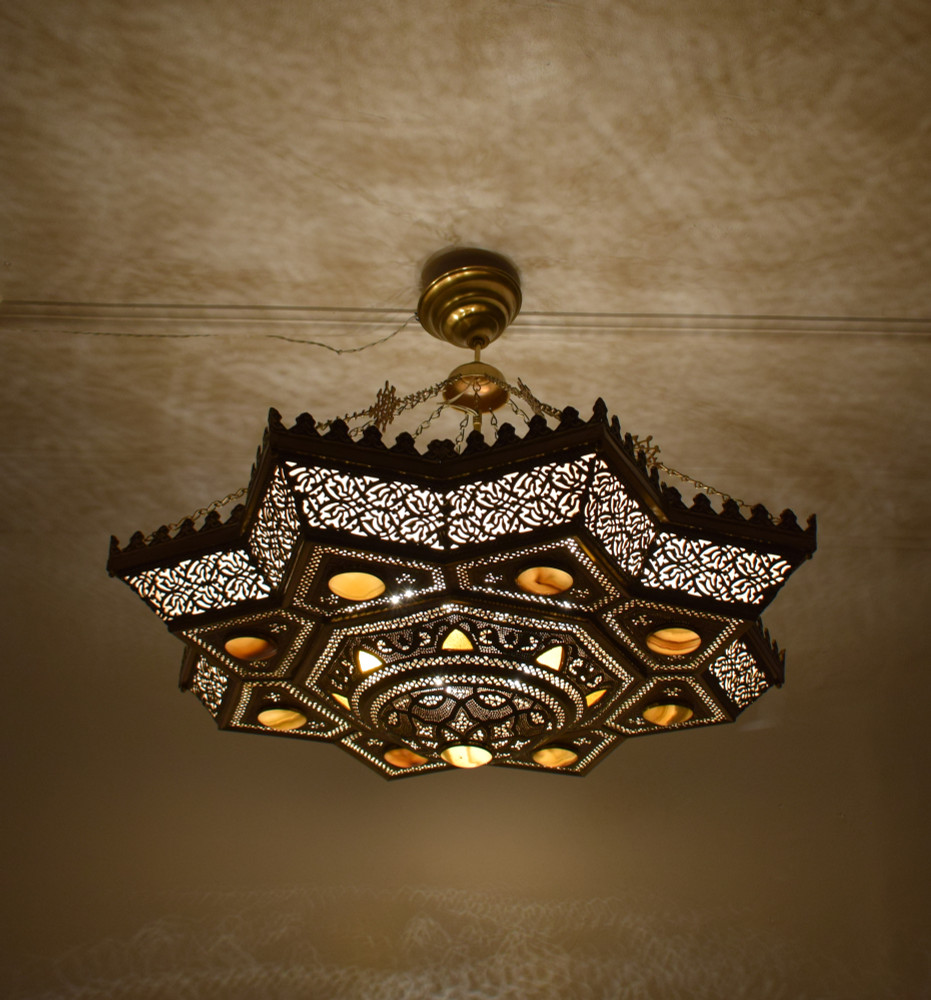 Moroccan brass ceiling fixture light