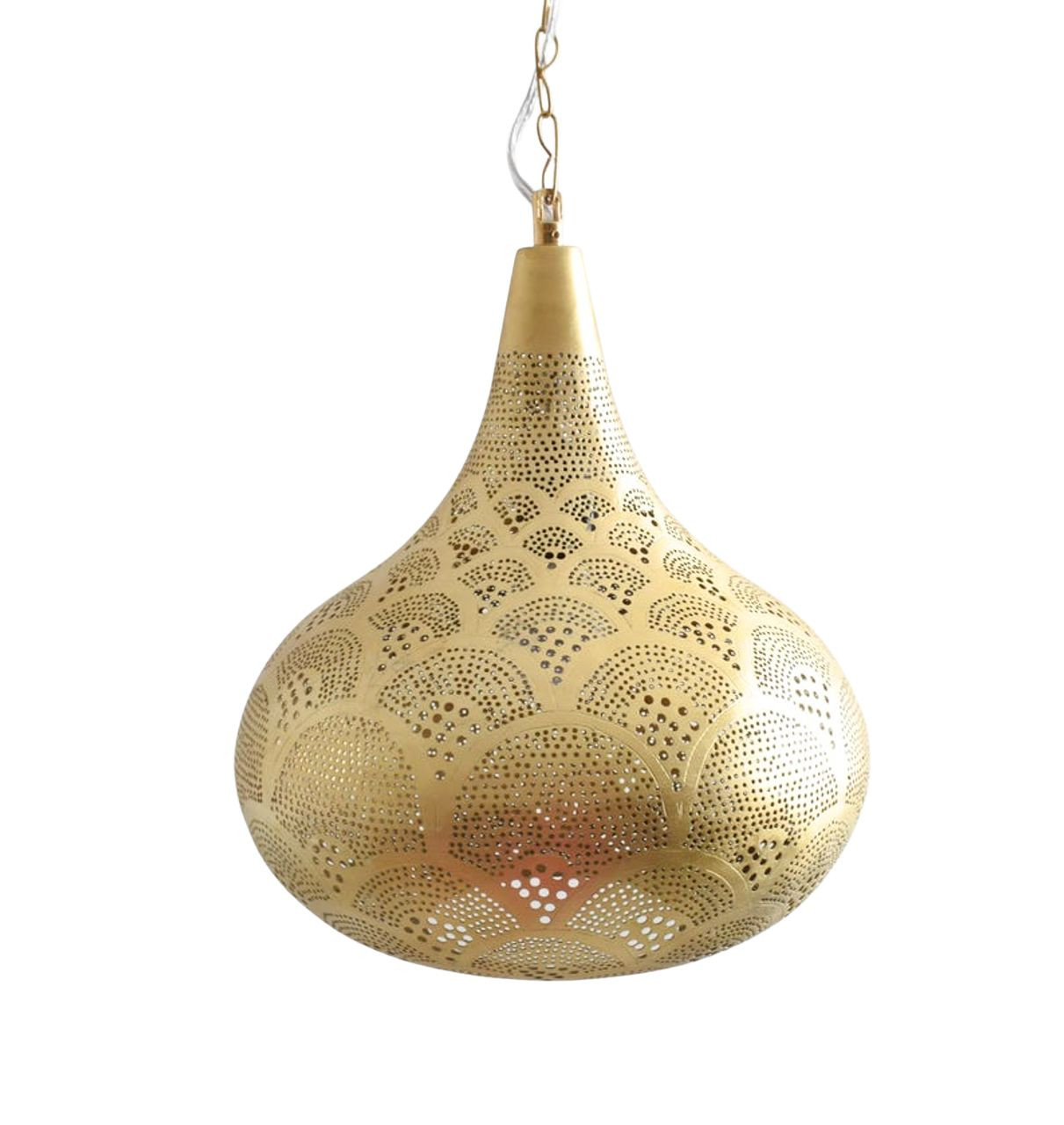 Moroccan Porch Light – Brass Hanging Lantern Fixture | E Kenoz