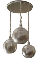 Moroccan 3-lamp pear pendant cluster in handcrafted brass