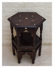 Carved Mashrabiya Side Table, 16 x 24 in