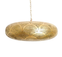 Moroccan Brass Pendant Light for Dining Table – Handcrafted ceiling fixture with detailed pierced design, ideal for kitchens, dining rooms, or living spaces.