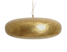 Moroccan Style Gold Pendant Lamp – Handcrafted brass hanging lantern with intricate patterns, perfect for living room, kitchen island, or entryway lighting.