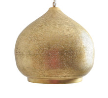 Brass Dome Pendant Light for Kitchen or Living Room – Handcrafted Moroccan ceiling lamp featuring a smooth dome design, ideal for adding warm, ambient glow to modern or boho interiors.