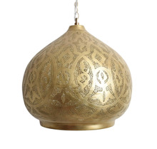 Moroccan Dome Pendant Light Fixture – Handcrafted brass chandelier with intricate cutwork, perfect for living room, bedroom, or dining room lighting décor.