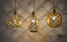 Boho ceiling fixture handcrafted from brass with Moroccan design

