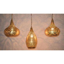 Moroccan brass kitchen island pendant light in 3-lamp cluster design
