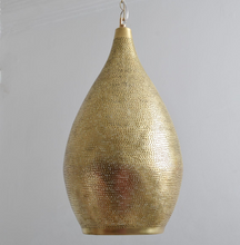 Moroccan boho ceiling fixture with 3 hanging brass pendants