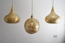 Moroccan brass pendant light cluster for kitchen island lighting