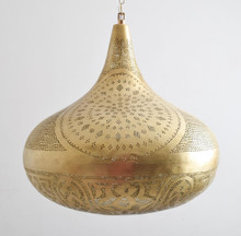Handmade Moroccan brass cluster lighting with warm glow