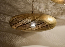 Moroccan handmade ceiling fixture with brass hanging lamps