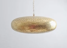 Cluster of 3 Moroccan brass pendant lights for dining room