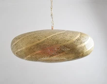 Handmade Moroccan ceiling fixture with brass hanging lamps