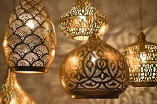 Stairwell Moroccan ceiling lights with 7 handmade pendants