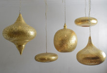 Handmade Moroccan brass chandelier with multiple pendants