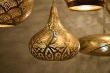 Moroccan boho chandelier handmade with nine brass pendants