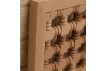 Natural beech turned spindle panel in hand-cut solid wood