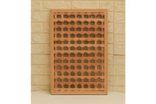 Framed turned spindle lattice panel — solid wood grain and finish detail
