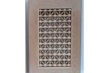 Large turned spindle lattice panel in hand-cut solid wood