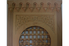 Carved arabesque wood door in hand-cut solid wood