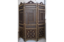 Folding room divider screen — full view of the handcrafted wooden panel