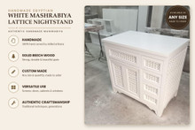 Handmade white mashrabiya nightstand, made to order by E Kenoz