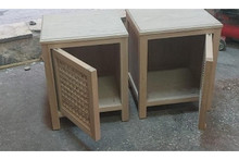 Mashrabiya bedside table — full view of the handcrafted wooden panel