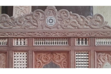 Custom hand-carved wood chairs and majlis bench — hand-carved Egyptian mashrabiya woodwork