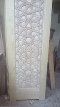 Star geometric wood door — hand-carved solid wood panel