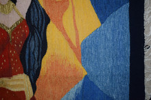 Vintage Handwoven Egyptian Tapestry Wall Hanging 3.4 FT Folk Art Textile Decor