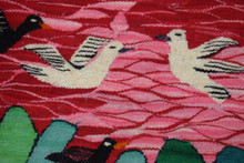 4.2 FT Handwoven Tapestry - Egyptian Wall Hanging Art Kilim - Red Pond Bird