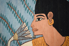 4.0 FT Ancient Egyptian Portrait Handwoven Tapestry Wall Hanging Kilim Art