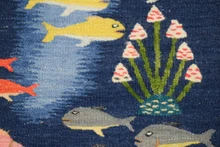 2.5 FT Ocean Fish Handwoven Underwater Tapestry -  Egyptian Wall Hanging Kilim Art