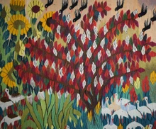 Sunflower Garden and Blossom Tree handwoven tapestry — view 2
