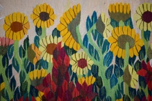 5.2 FT Egyptian Handwoven Wall Hanging - Sunflower & Red Tree Tapestry Kilim