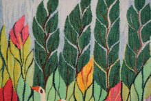 4.5 FT Egyptian Wall Hanging Tapestry -  Sunset Village Handwoven Kilim Art