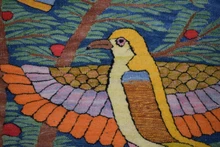 5.2 FT Handwoven Egyptian Tapestry - Blue Tree of Life Bird Wall Hanging Kilim