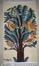 4.0 FT Handwoven Egyptian Kilim Wall Hanging Tapestry - Colorful Bird Tree of Life Art