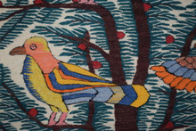 4.0 FT Handwoven Egyptian Kilim Wall Hanging Tapestry - Colorful Bird Tree of Life Art