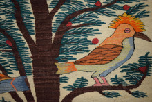 4.0 FT Handwoven Egyptian Kilim Wall Hanging Tapestry - Colorful Bird Tree of Life Art