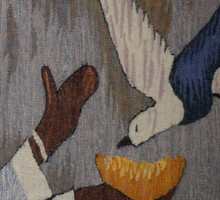 Woman with Doves, after Hussein Bicar handwoven tapestry — view 7