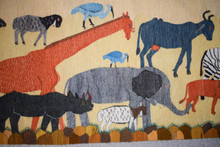 8.0 FT Safari Animal Handwoven Tapestry Wall Hanging Runner Egyptian Kilim Art