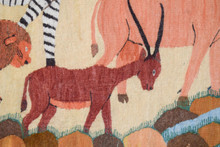 8.0 FT Safari Animal Handwoven Tapestry Wall Hanging Runner Egyptian Kilim Art