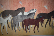 Desert Rider with Horses and Pyramids handwoven tapestry — view 5