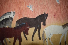 7.2 FT Handwoven Wall Hanging Runner Tapestry Egyptian Kilim Horses Pyramids Art