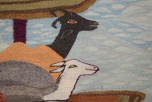 4.9 FT Noahs Ark Animal Boat - Handwoven Tapestry - Egyptian Kilim Wall Hanging Art