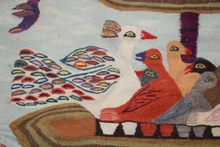 4.9 FT Noahs Ark Animal Boat - Handwoven Tapestry - Egyptian Kilim Wall Hanging Art